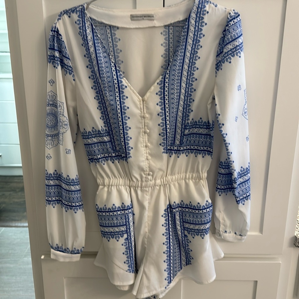 Blue & white romper